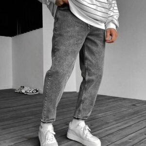 Jean Hombre Corte Recto – Lavado Gris Desgastado